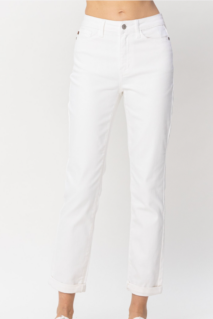 Donnie White Boyfriend Jeans