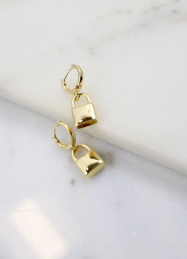 Mackenzie Lock Charm Huggie Earring