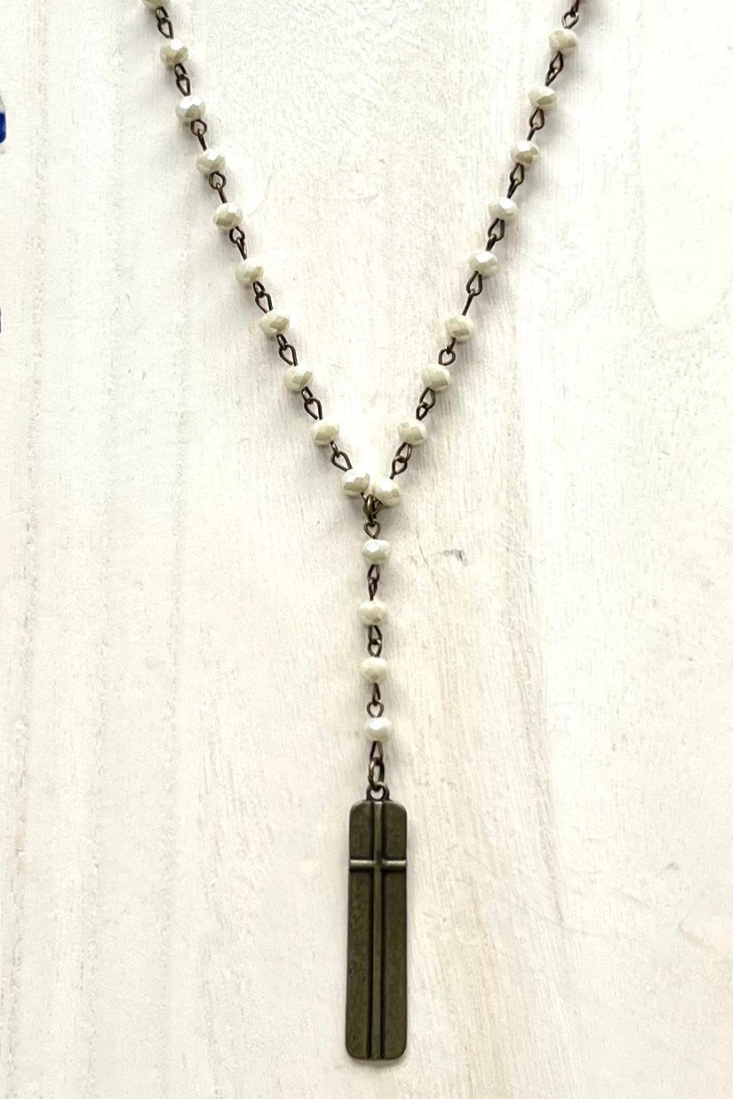 Paige Crystal Bronze Cross Necklace