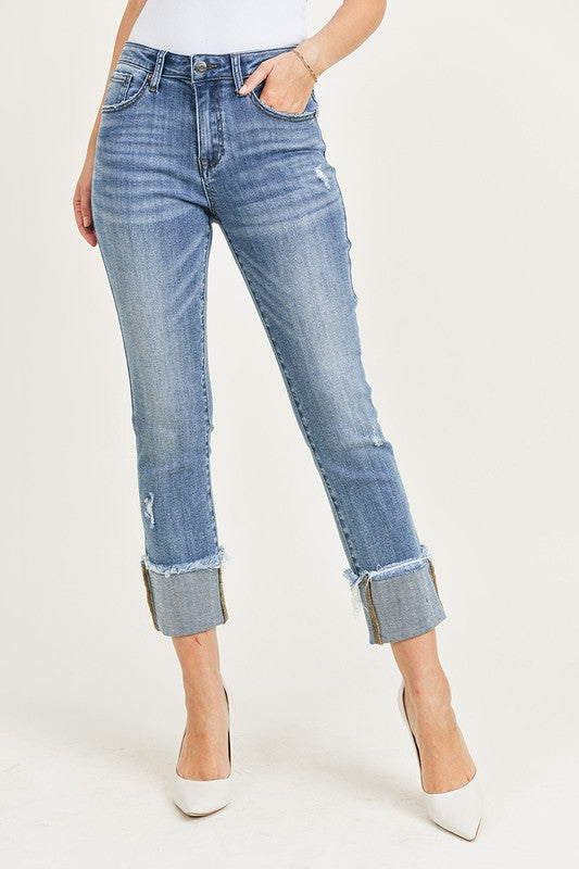 Reese Cuffed Raw Hem Jeans