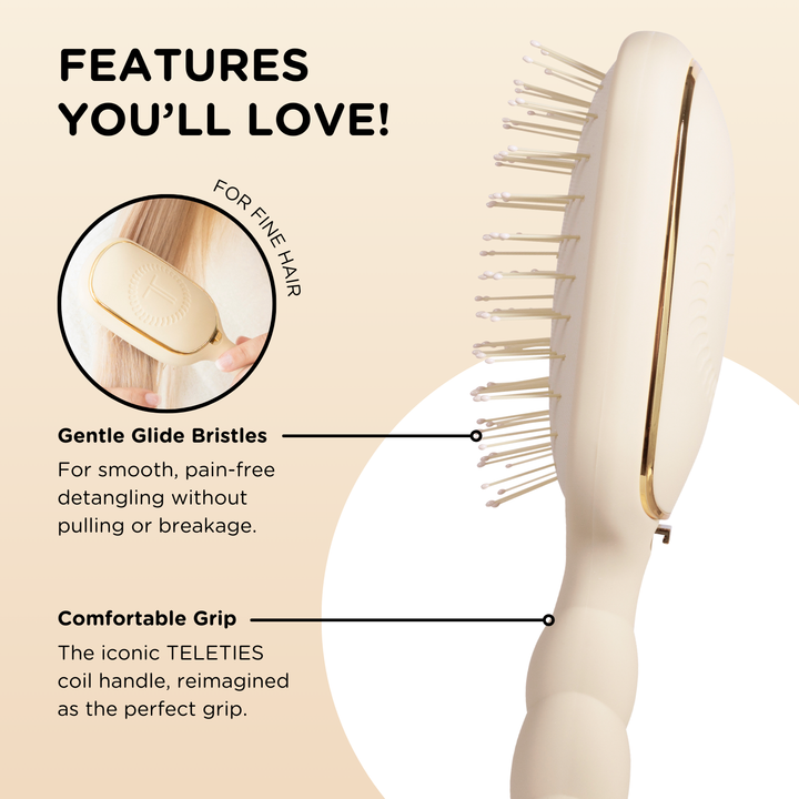 TELETIES Detangler Hair Brush for Fine Hair - Tan