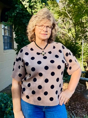 Deana Short Sleeve Polka Dot Sweater