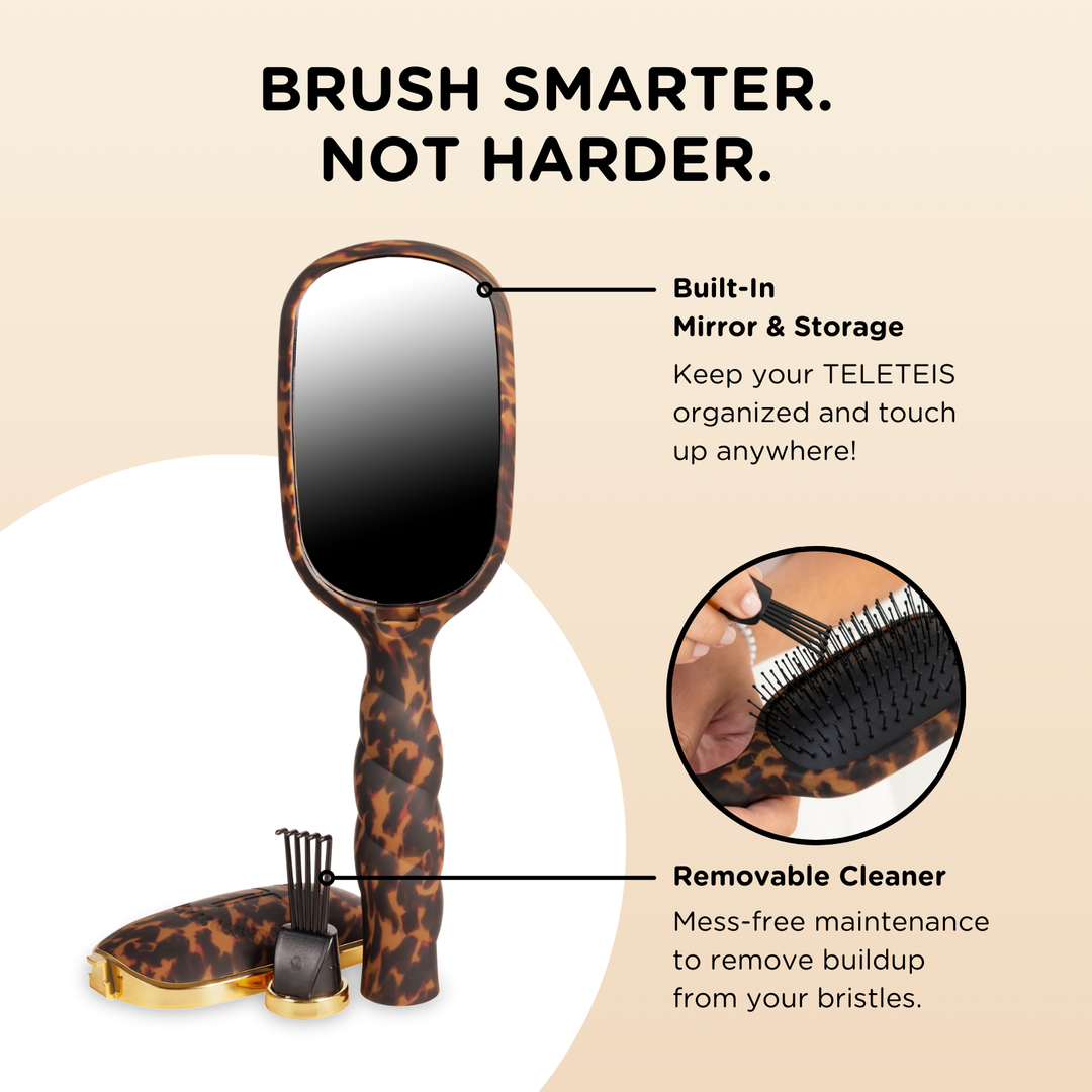 TELETIES Detangler Hair Brush for Thick Hair – Tortoise | Gentle, Pain-Free Styling