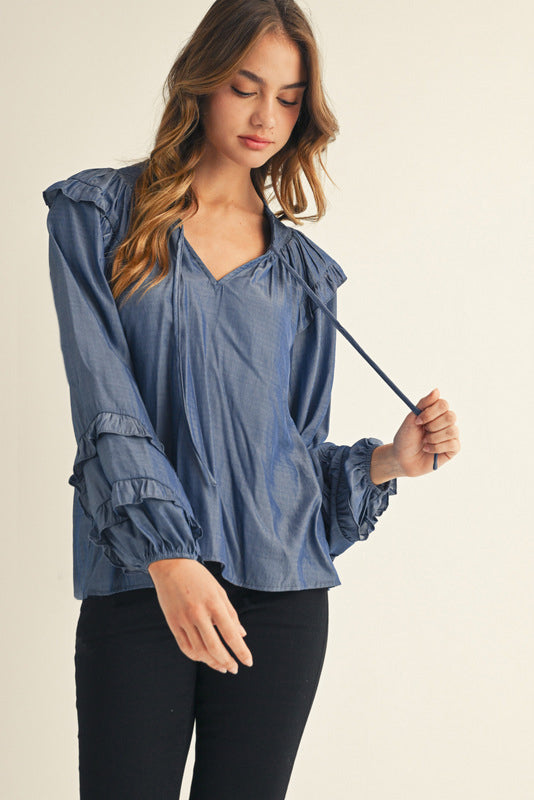 Kim Long Sleeve Denim Top