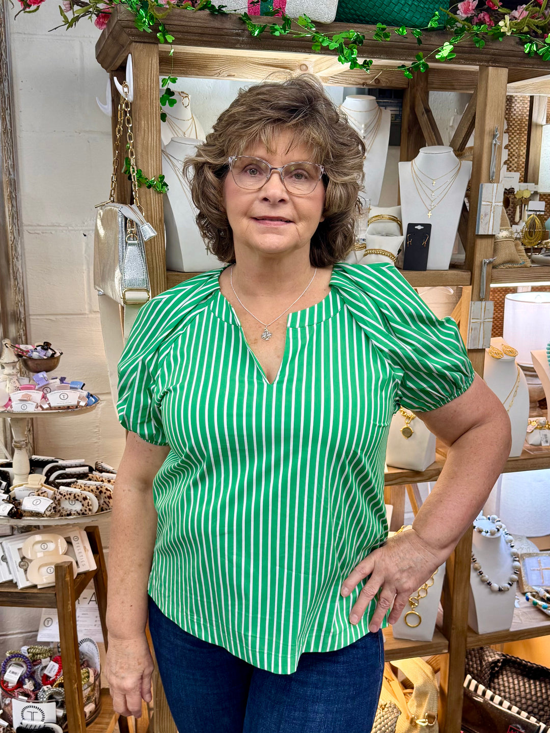 Nancy Short Puff Sleeve Top