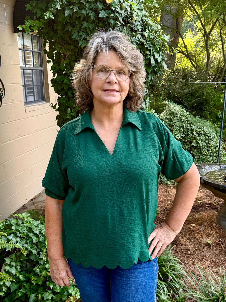 Ryan Short Sleeve Collared V-Neck Top