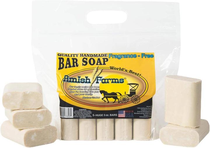 Amish Farms Soap 5-Bar Bag – Fragrance Free | Sensitive Skin Bar Soap
