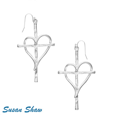 Susan Shaw Heart Cross Earrings