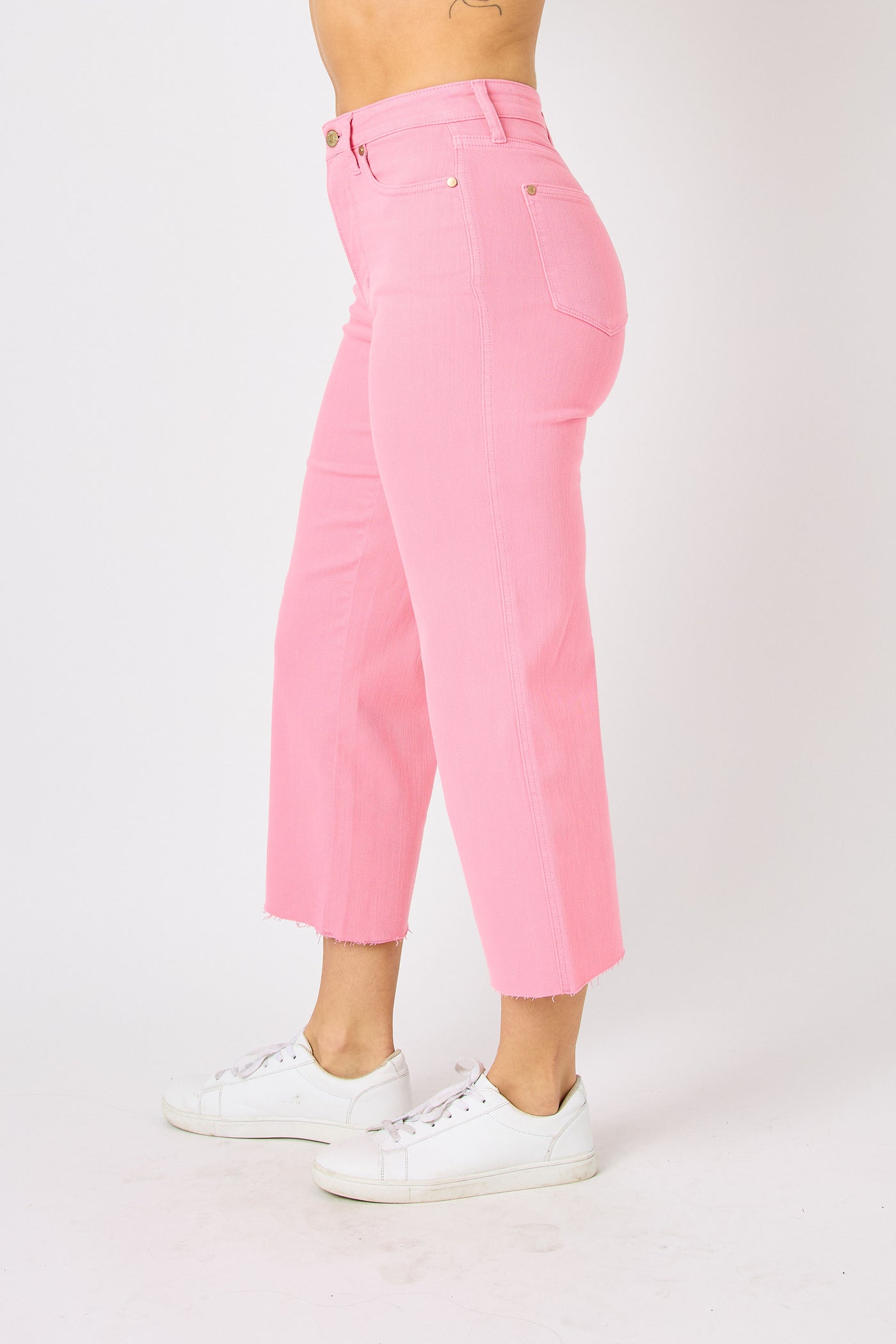 Pinky Tummy Control Crop Wide Jeans