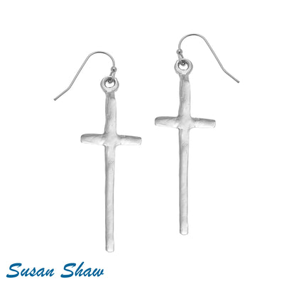 Susan Shaw Tall Cross Earrings