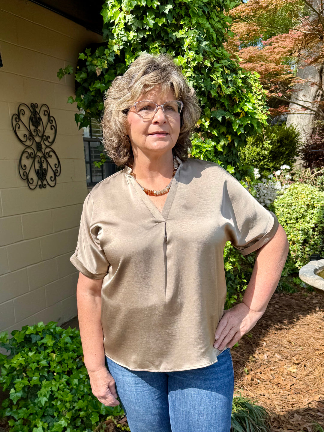 Selena V-Neck Short Sleeve Top