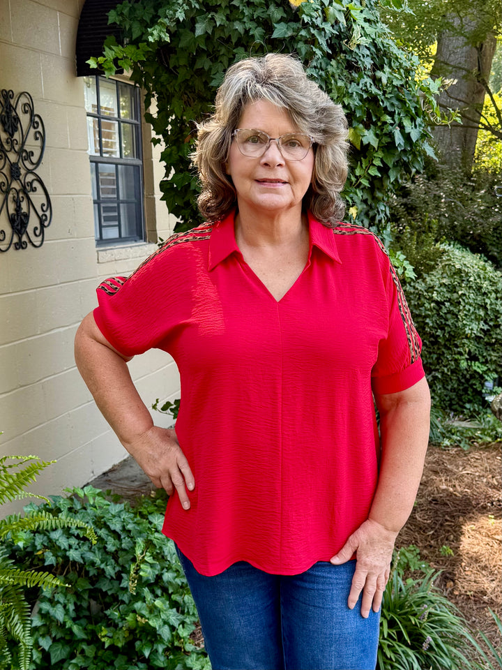 Emily Short Sleeve V Neck Top