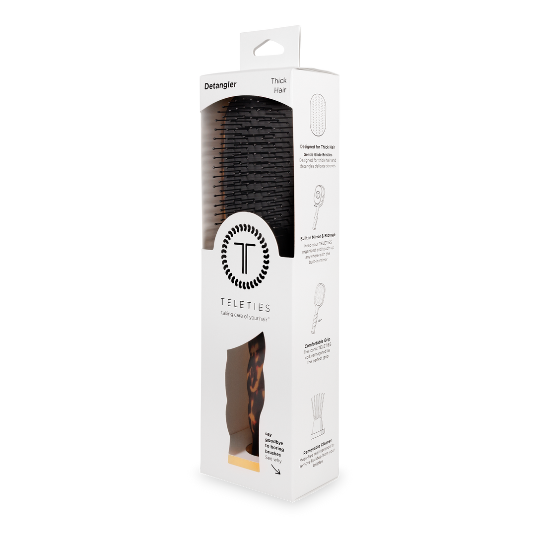 TELETIES Detangler Hair Brush for Thick Hair – Tortoise | Gentle, Pain-Free Styling
