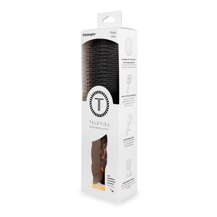 TELETIES Detangler Hair Brush for Thick Hair – Tortoise | Gentle, Pain-Free Styling