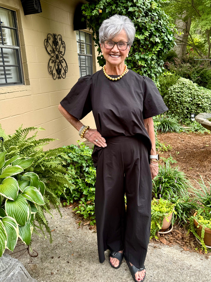 Sophie Luxe Black Wide Leg Trouser Pants