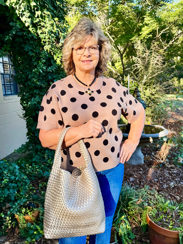 Deana Short Sleeve Polka Dot Sweater