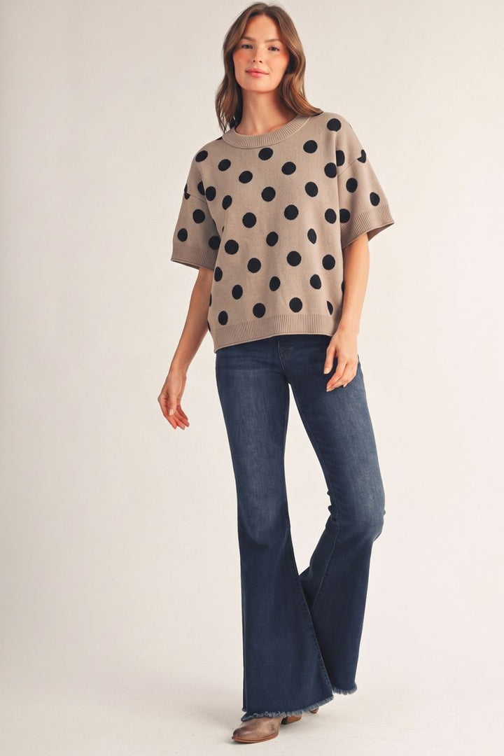 Deana Short Sleeve Polka Dot Sweater