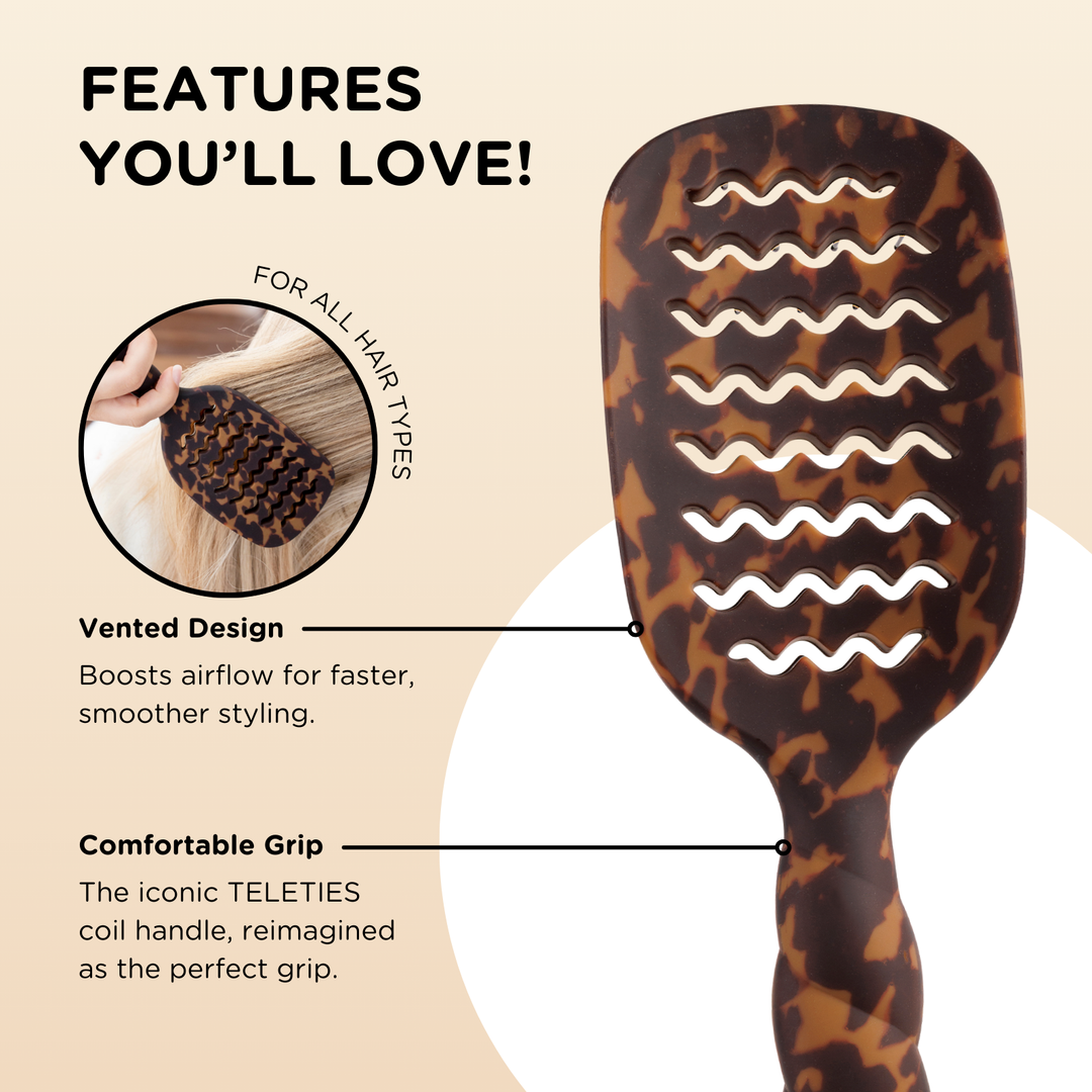 Teleties Vented Hair Brush | Blowout Brush for Faster, Smoother Styling