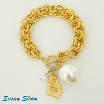 Susan Shaw Georgia State Cotton Pearl Bracelet