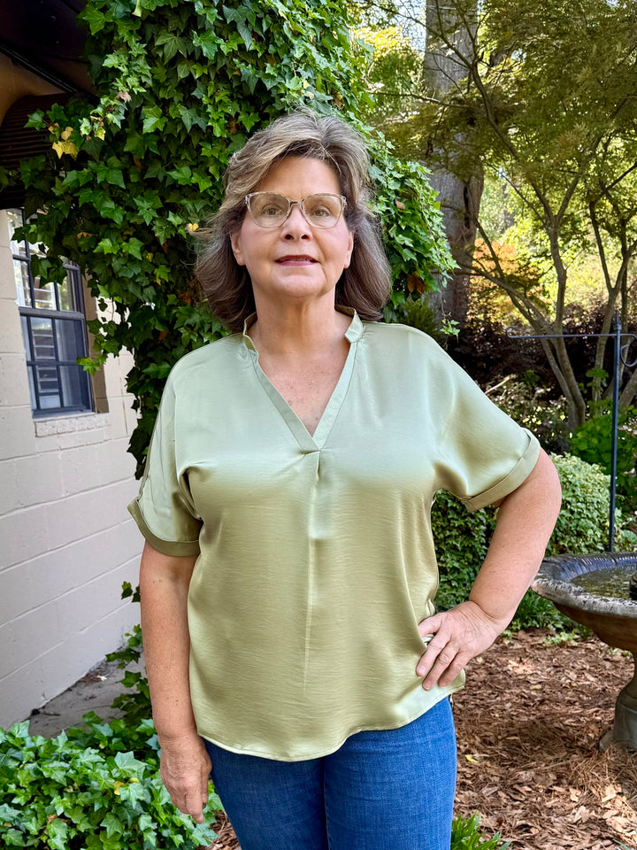 Selena V-Neck Short Sleeve Top