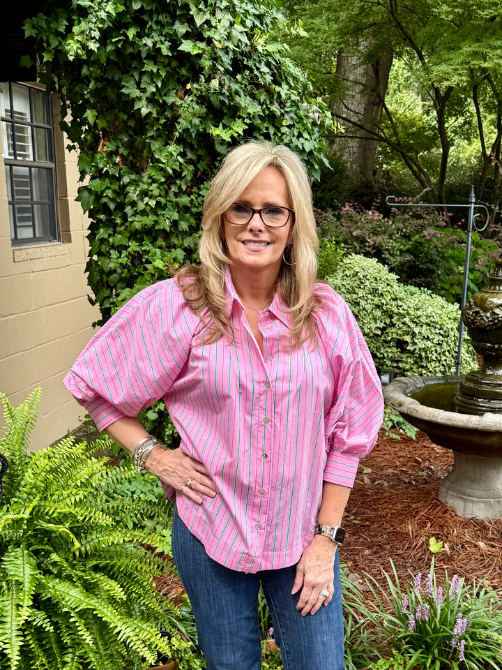 Elle Stripe 3/4 Sleeve Top