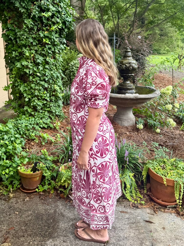 Mae Short Puff Sleeve Midi Dress