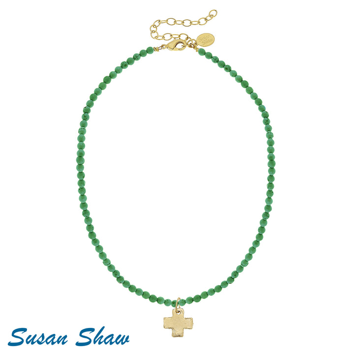 Susan Shaw Alys Cross Necklace | Semi-Precious Stone Layering Necklace