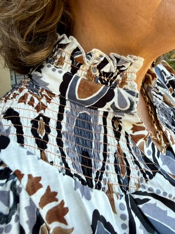 Evie Short Puff Sleeve Print Top