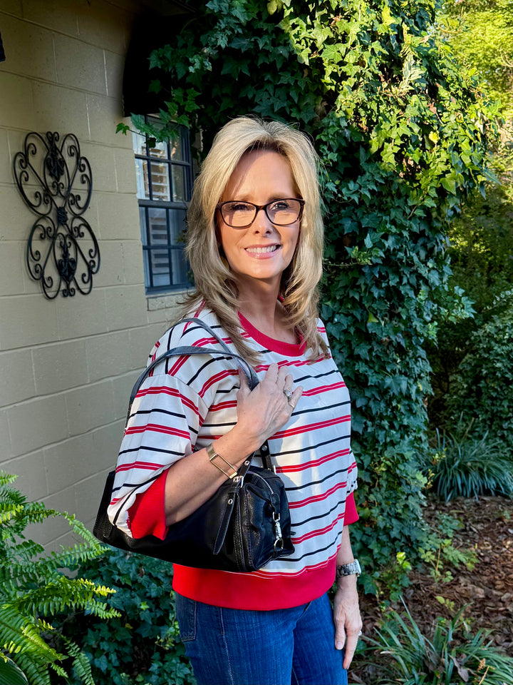 Meg 3/4 Sleeve Stripe Top