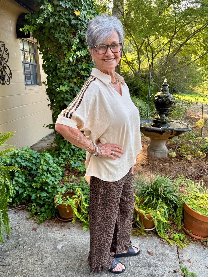 Paige High Waist Straight Leopard Pants