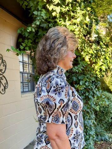 Evie Short Puff Sleeve Print Top