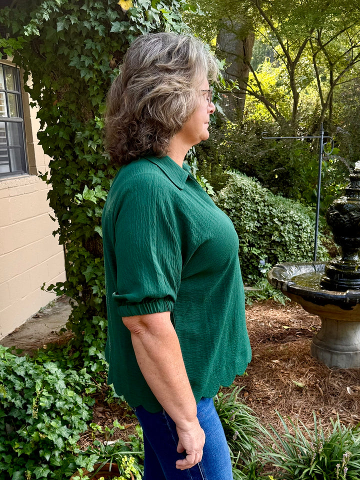 Ryan Short Sleeve Collared V-Neck Top
