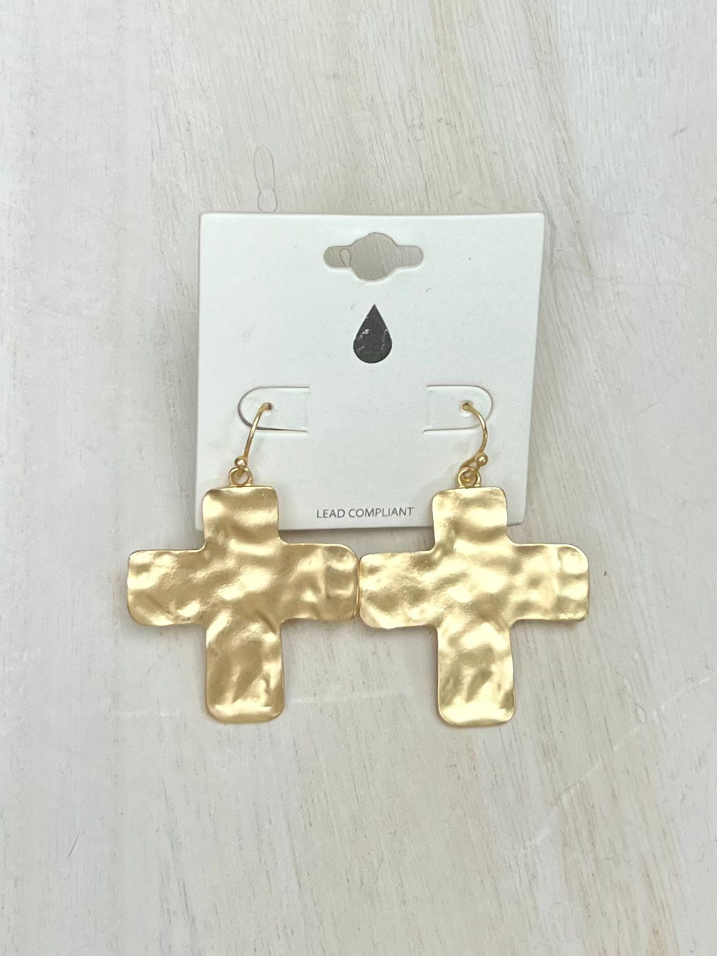 Molly Hammered Metal Cross Earrings