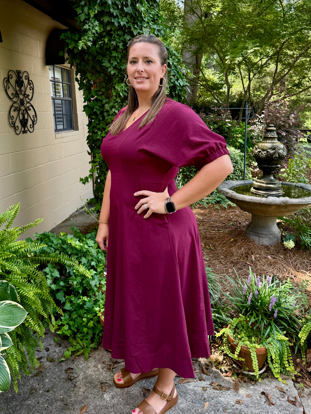 Mason Short Puff Sleeve Midi Dress