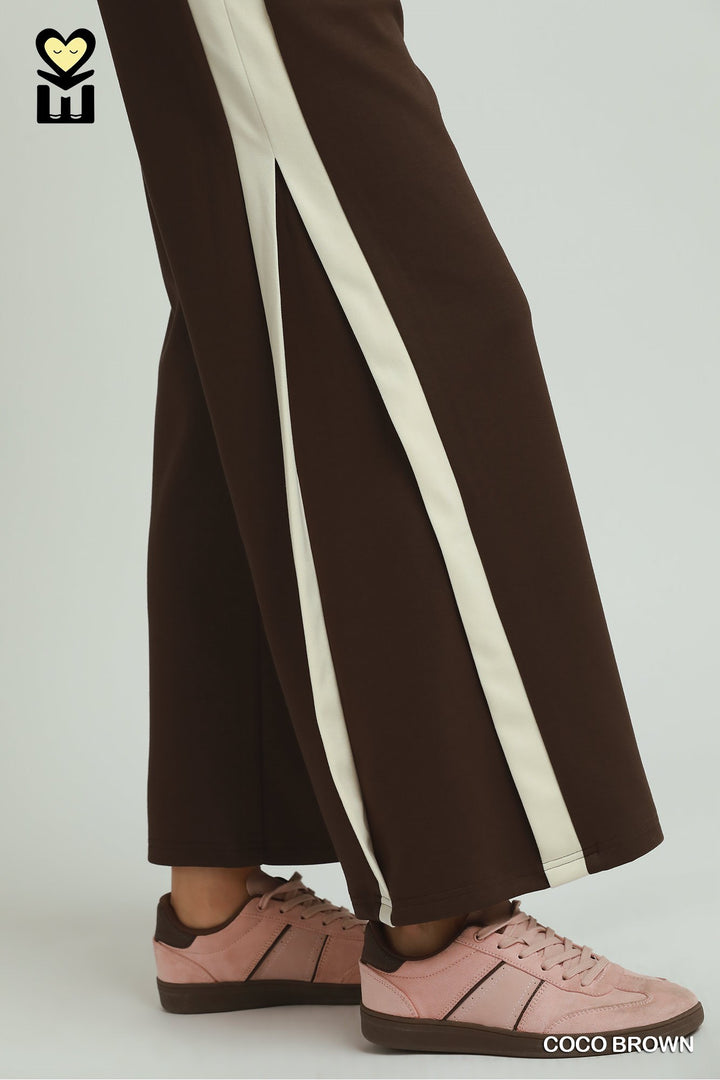 Clara Luxe Knit Pants – Cocoa Brown/Cream Color Block
