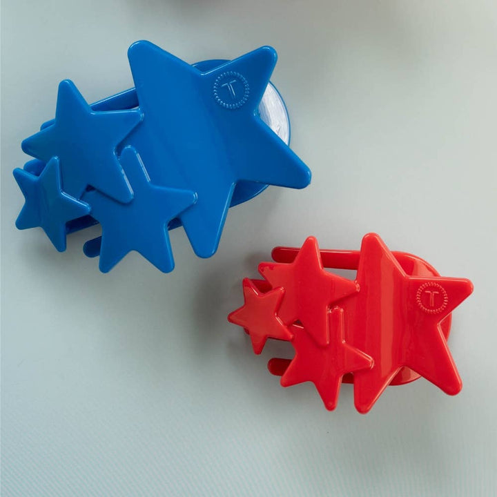 TELETIES Shooting Star Flat Hair Clip – Red & Blue | Lay Flat Design