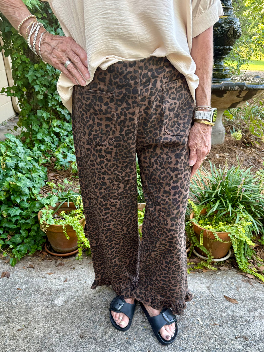 Paige High Waist Straight Leopard Pants