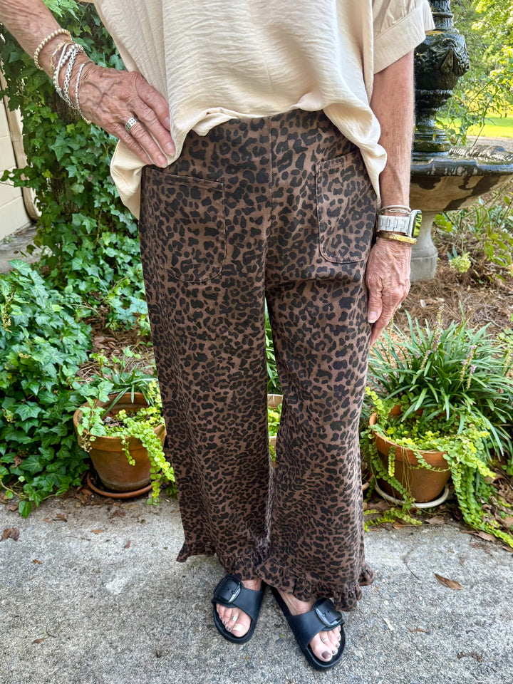 Paige High Waist Straight Leopard Pants