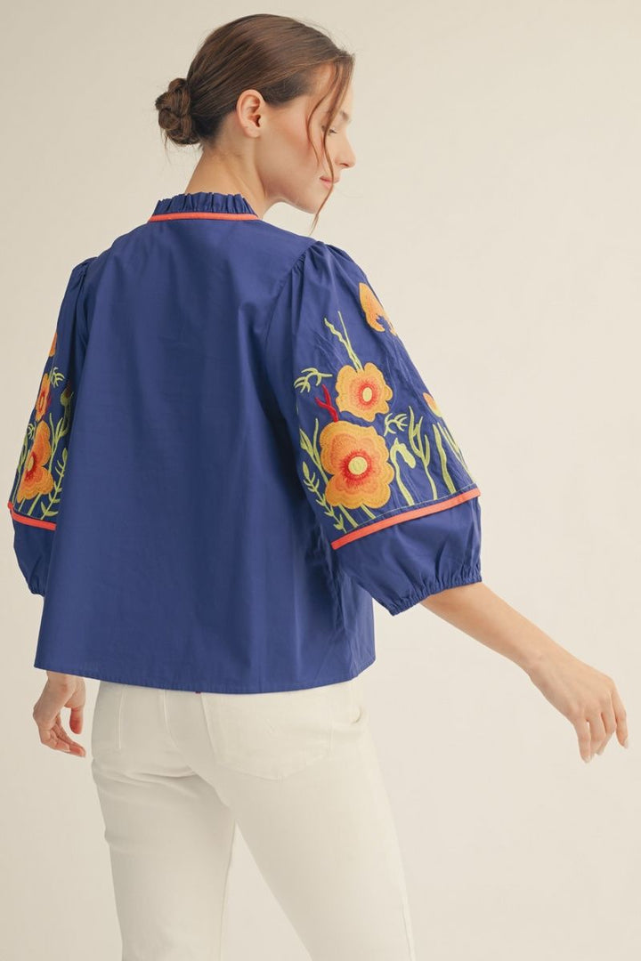 Danielle Embroidery 3/4 Sleeve Top