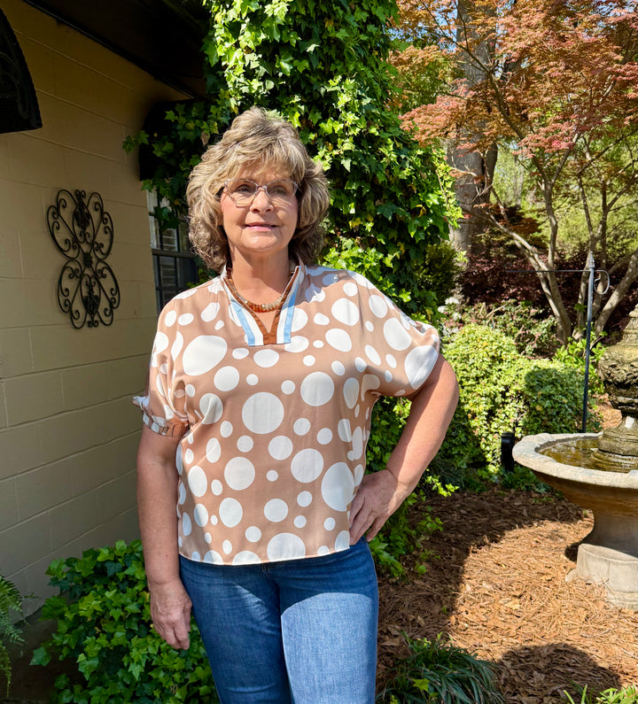 Lanie Polka Dot Short Sleeve Top