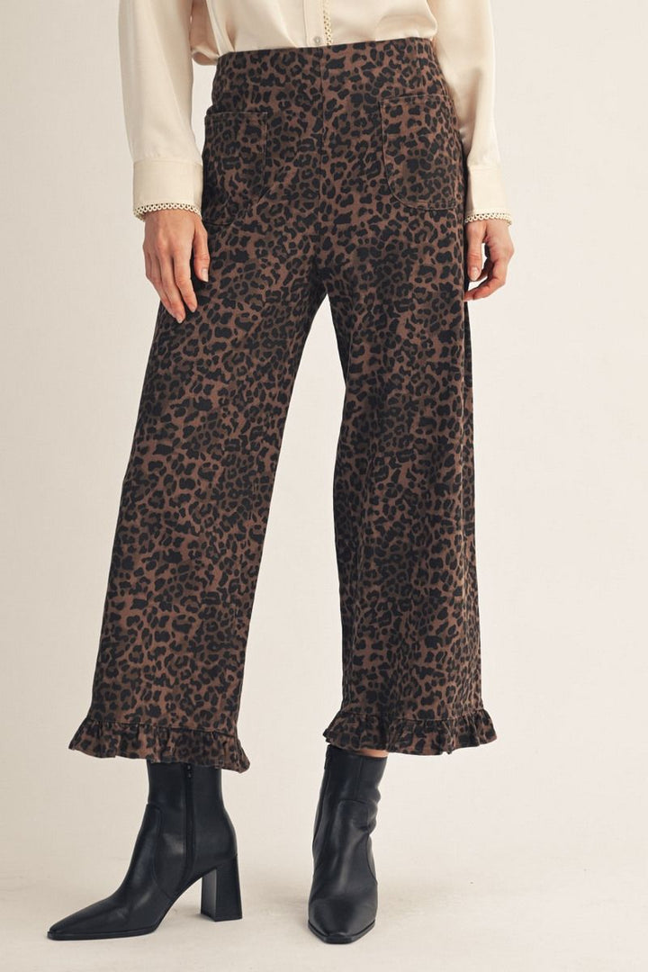 Paige High Waist Straight Leopard Pants