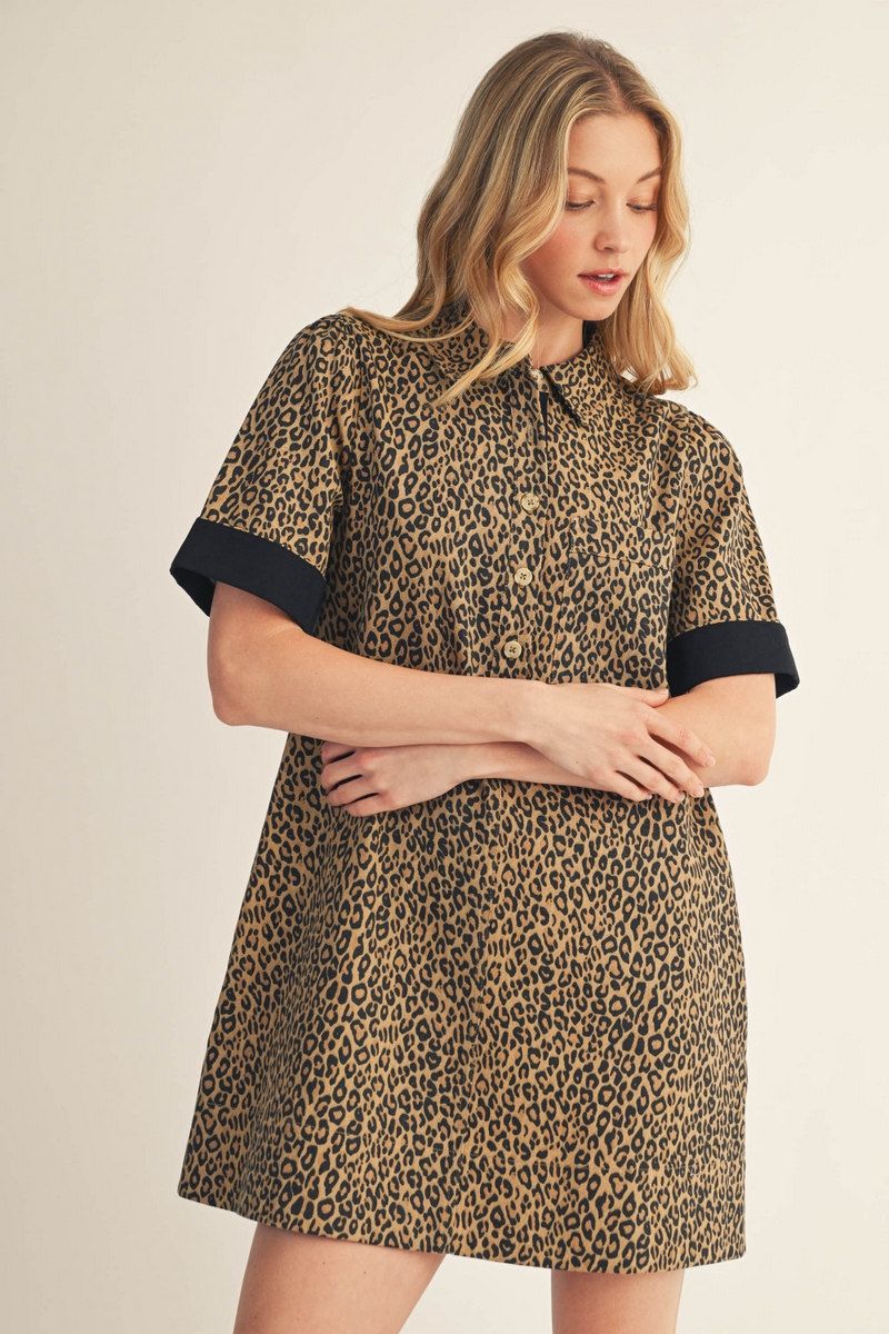 leopard print dress short Cheetah Orla Jersey Shirt | Boden See strapless short party dresses with leopard prints and strapless cocktail dresses for homecoming. Falling In Love Leopard Mini