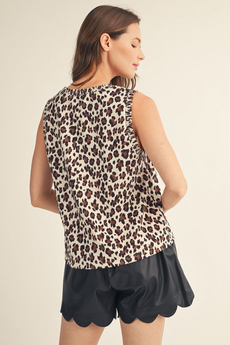 Dolly Sleeveless Leopard Faux Suede Top