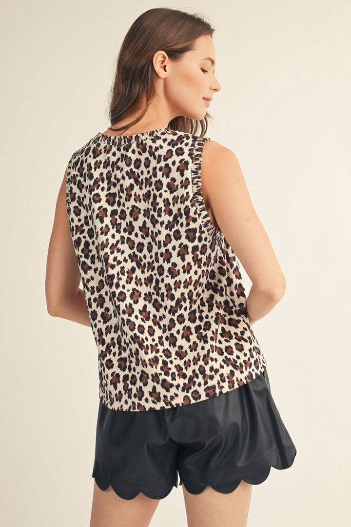 Dolly Sleeveless Leopard Faux Suede Top
