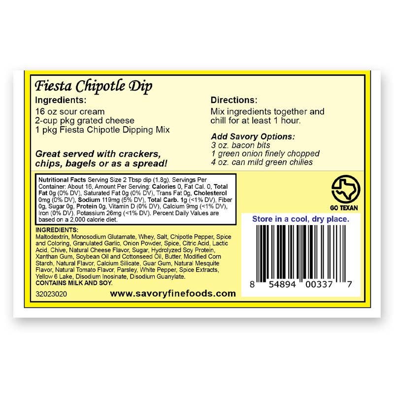 Savory Fine Foods Fiesta Chipotle Dip Mix
