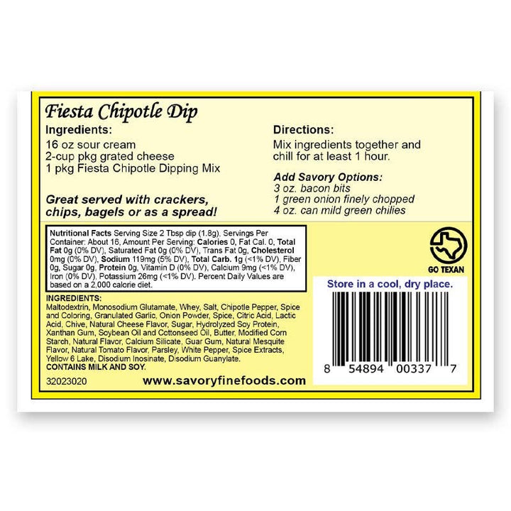 Savory Fine Foods Fiesta Chipotle Dip Mix