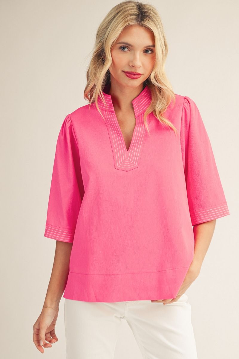 Charla Half Sleeve V-Neck Top