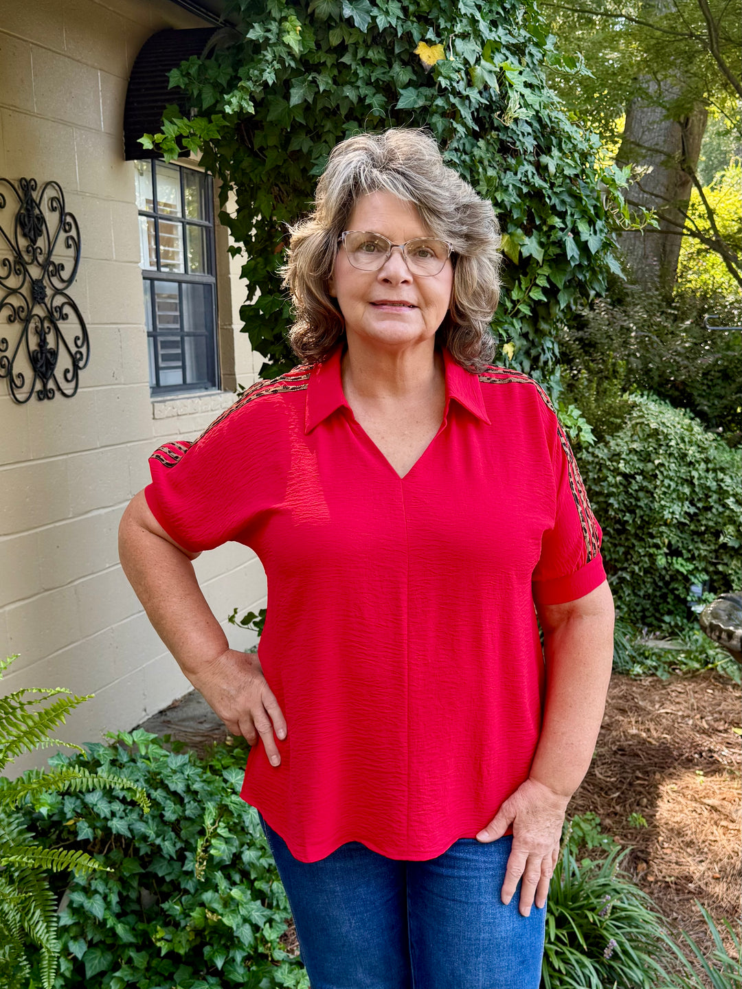 Emily Short Sleeve V Neck Top