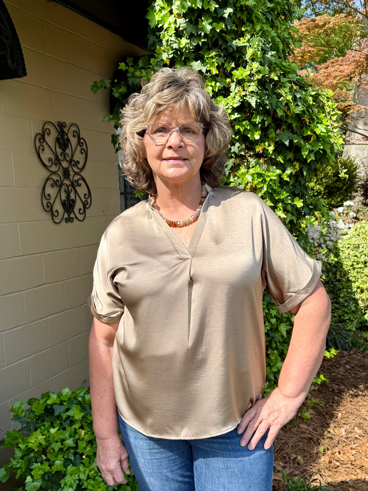 Selena V-Neck Short Sleeve Top