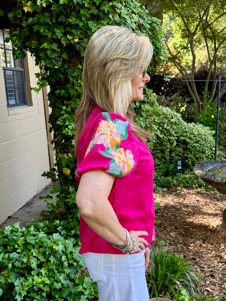 Molly Short Sleeve Embroidery Top